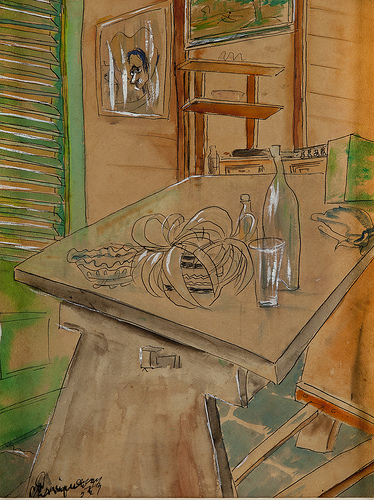 A picture of a painting titled "Hurón Azul Diner" by Carlos Enríquez