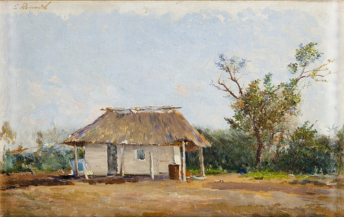 A picture of the painting title "Peasant House" by Leopoldo Romañach